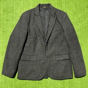 Vintage L.L. Bean Wool Blend Padded Blazer Gray Herringbone 40R Winter Jacket